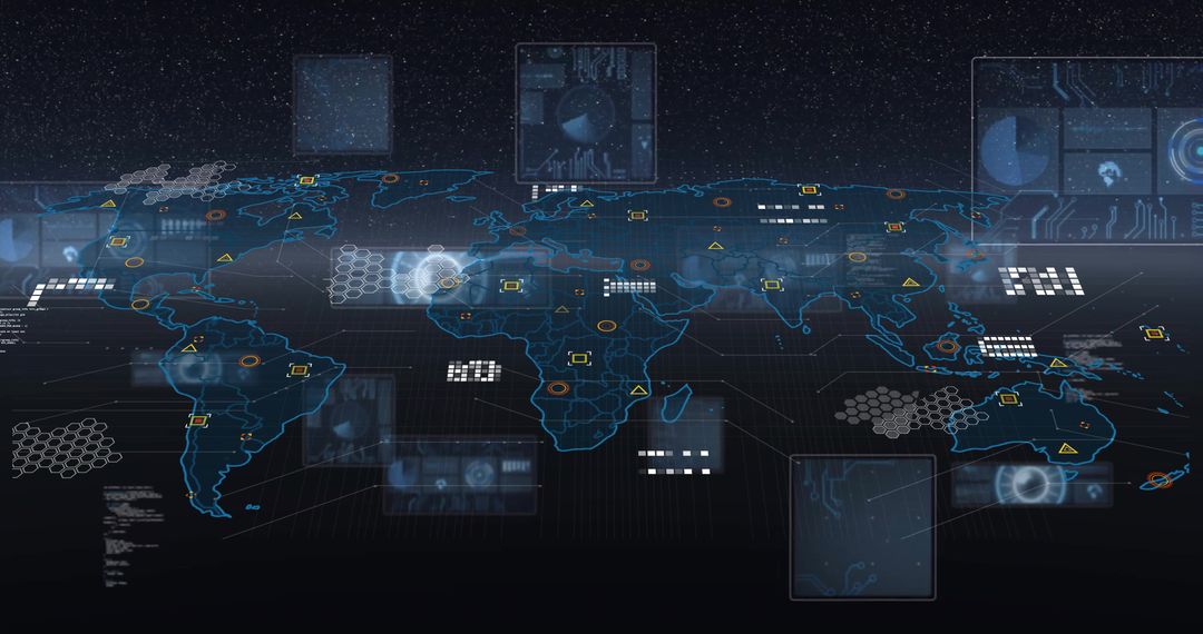 Digital Global Network Connections and Data Processing Concept