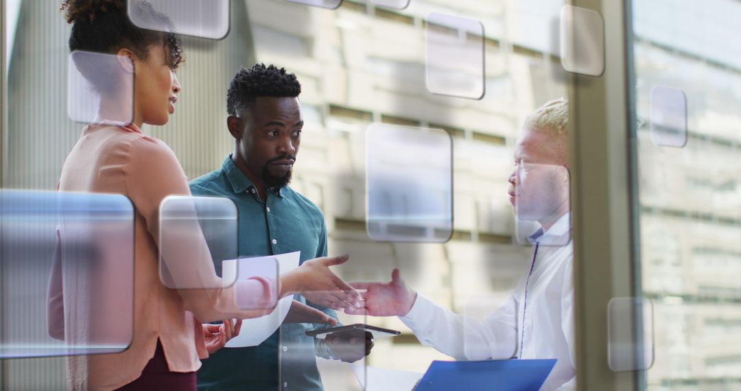 Diverse Professionals Collaborating in Modern Office Environment