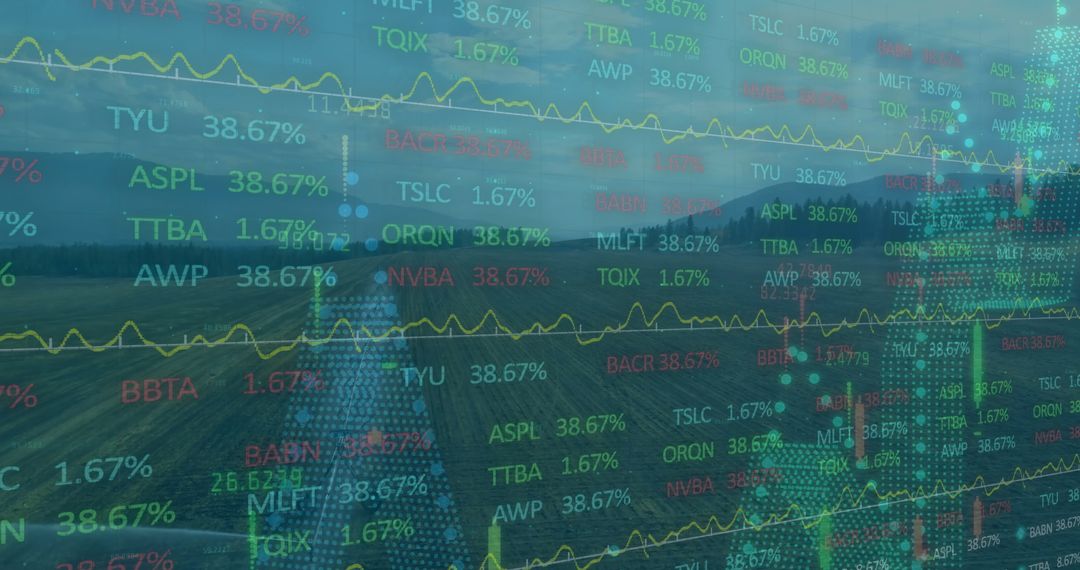 Agricultural Technology Concept with Stock Market Data Overlay
