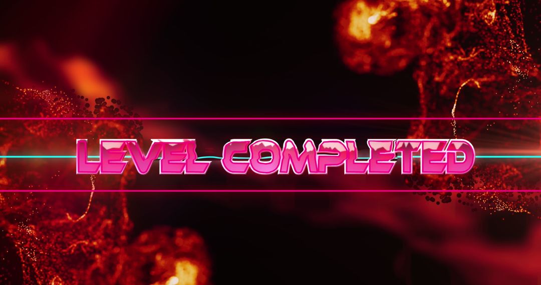 Level Completed Graphic with Fiery Background