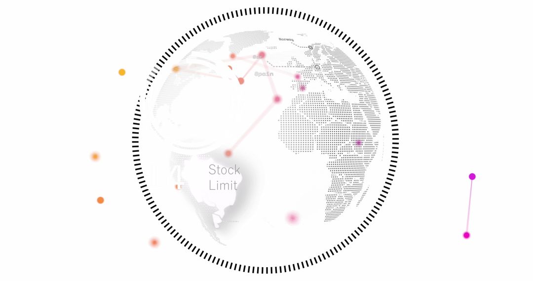 Digital Global Network with Connected Points Around Earth