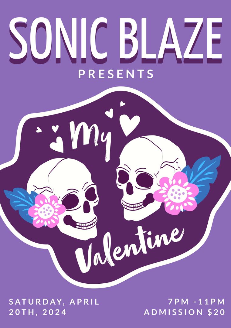 Valentine's Day Concert Event Poster With Skull Illustration - Download Free Stock Templates Pikwizard.com