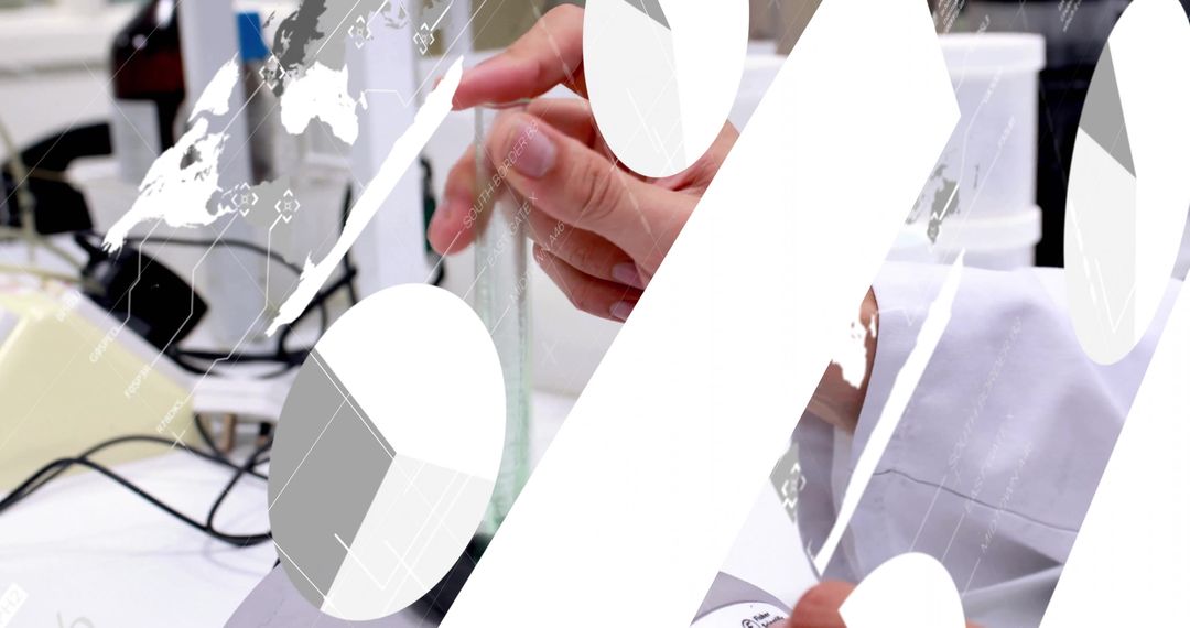 Research Technician Conducting Experiments with Digital Overlay