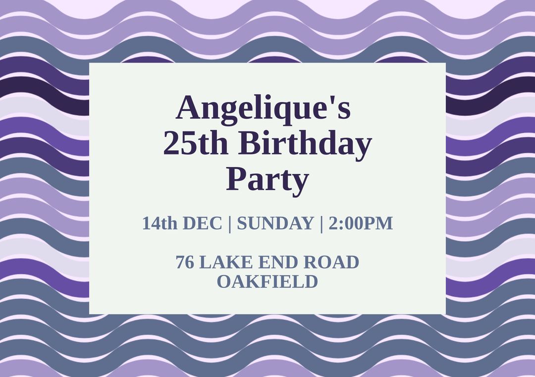 Elegant 25th Birthday Party Invitation with Wavy Purple Pattern - Download Free Stock Templates Pikwizard.com