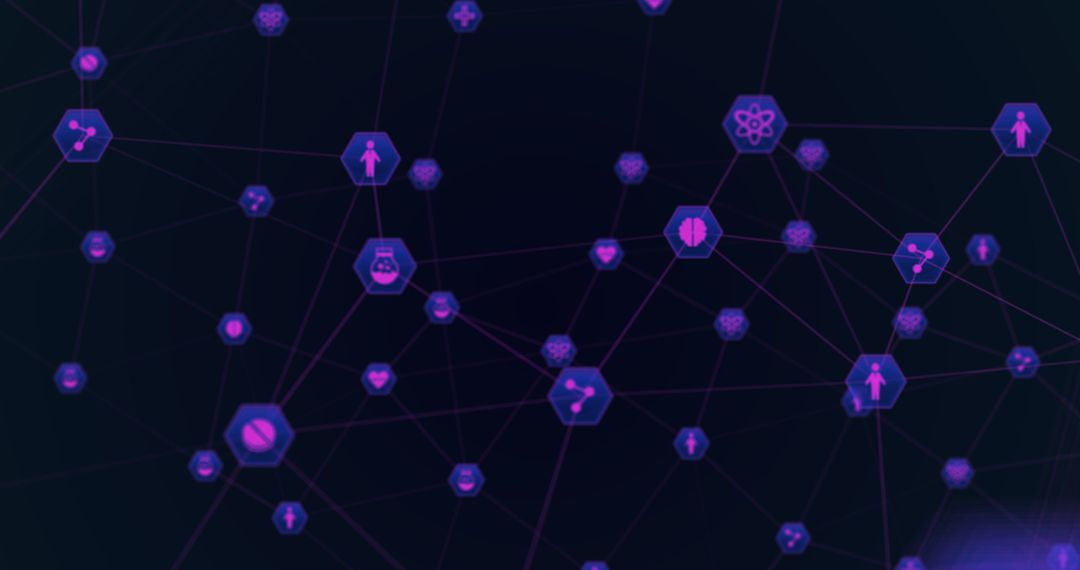 Glowing Digital Network with Futuristic Icons