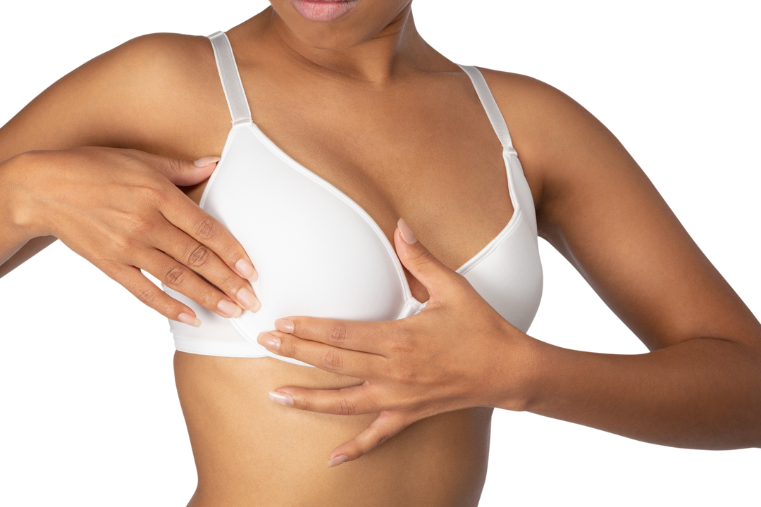 Woman Performing Self Breast Exam in White Bra on Transparent Background - Download Free Stock Images Pikwizard.com