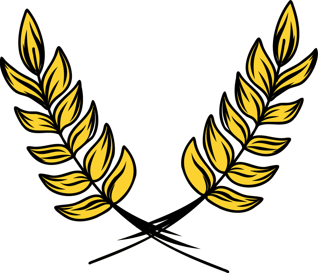 Stylized Laurel Wreath Motif with Transparent Background