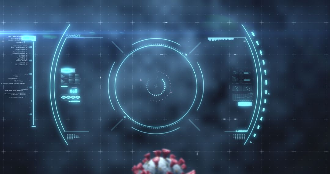 Futuristic HUD Targeting Covid-19 Virus Cell in Digital Environment