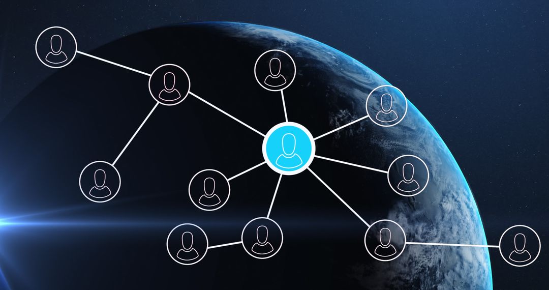 Global Networking Concept with Digital Connections Over Earth