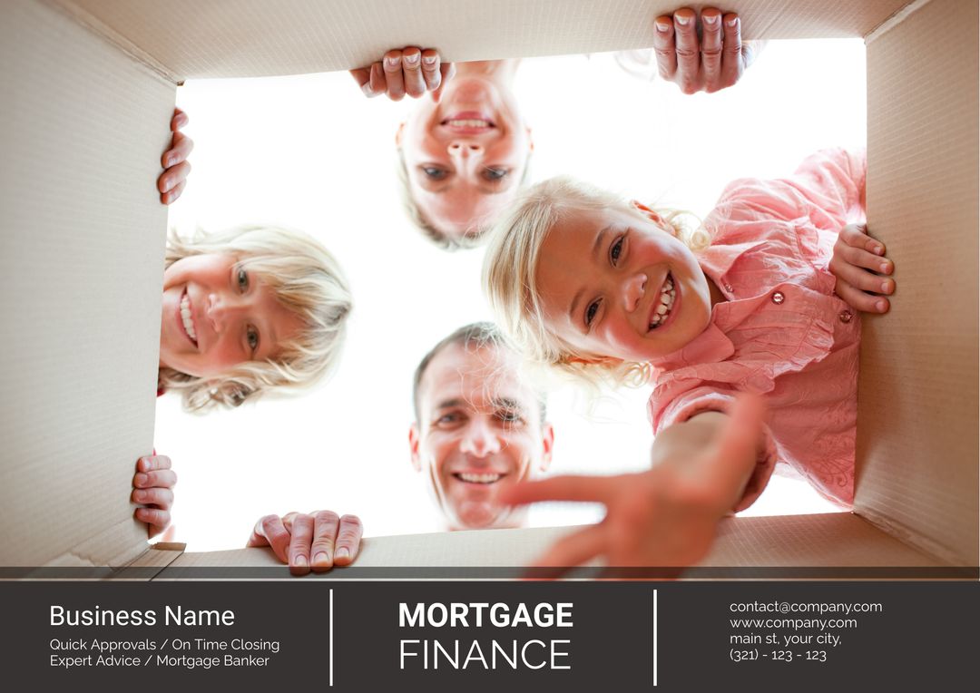 Happy Family Looking Inside Moving Box for New Home Lifestyle