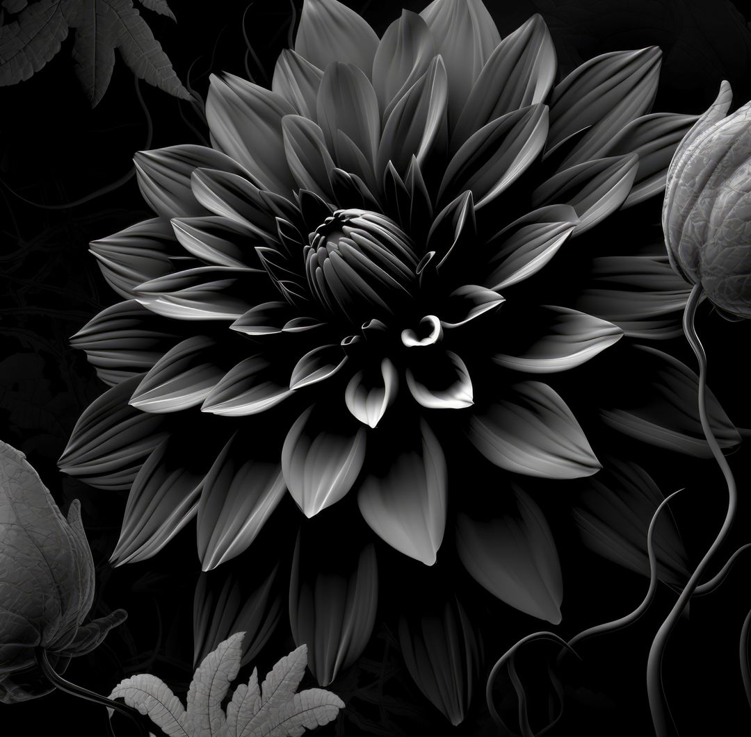 Black and White Close-up of a Flower with Dark Background - Free Images, Stock Photos and Pictures on Pikwizard.com