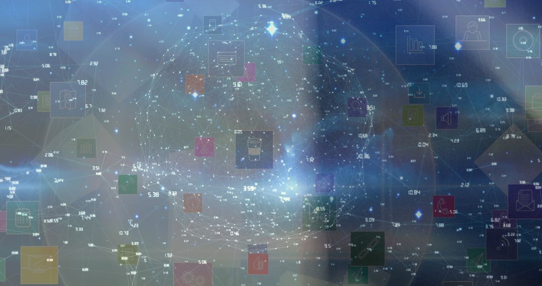 Digitally Generated Globe with Technology Interface Overlay