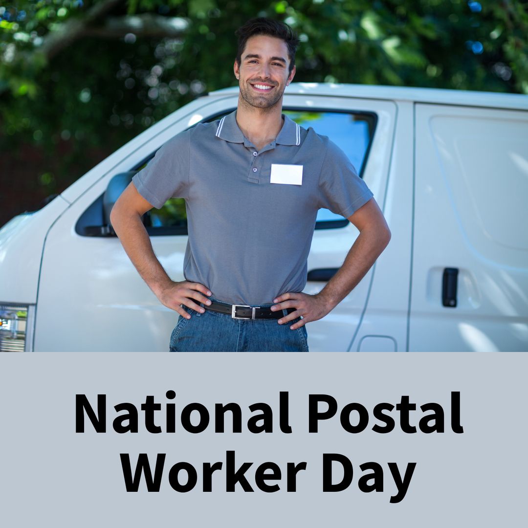 Happy Postal Worker Celebrating National Postal Worker Day by Van - Download Free Stock Templates Pikwizard.com