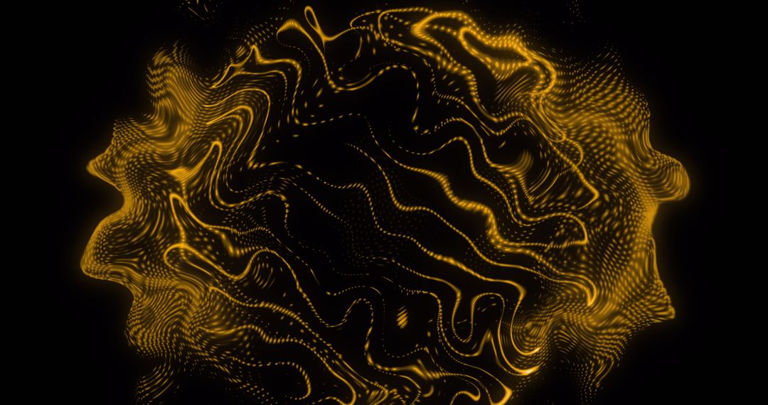 Glowing Abstract Waves in Digital Gold Pattern