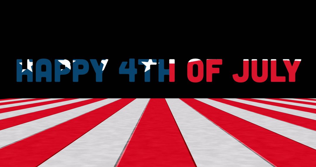 Happy 4th of July Text with Red and White Stripes