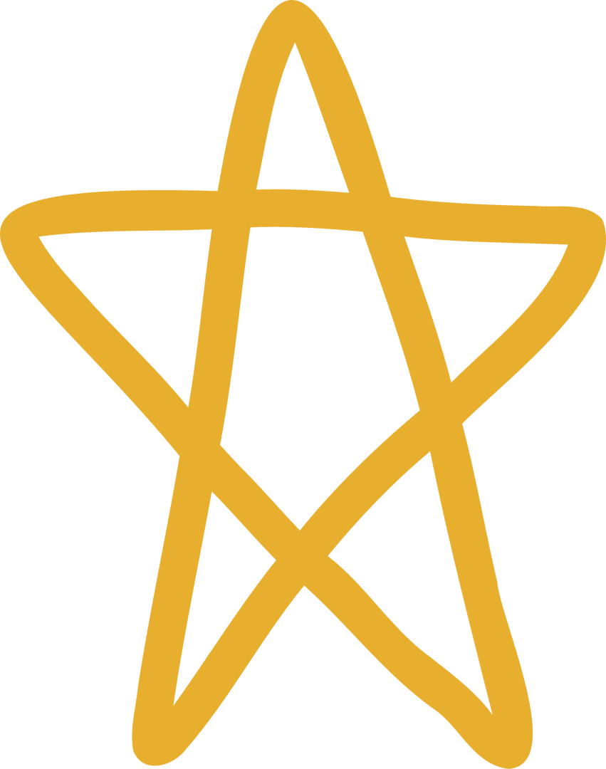 Single Line Doodle Star on Transparent Background