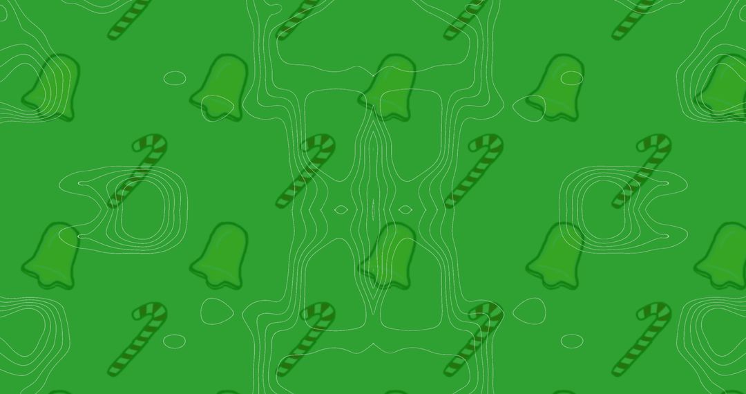 Festive Bells and Candy Canes on Green Topography Pattern - Free Images, Stock Photos and Pictures on Pikwizard.com