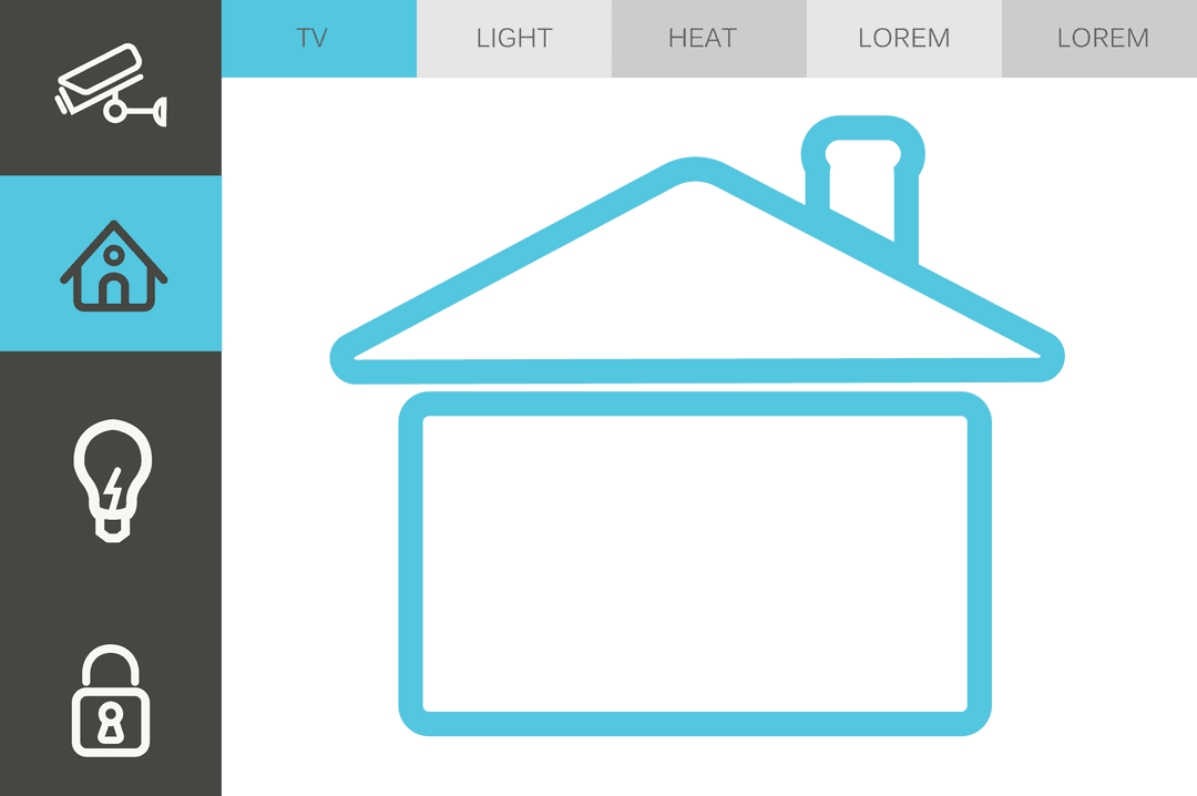 Transparent Digital Home Interface Icon with Blue Outline