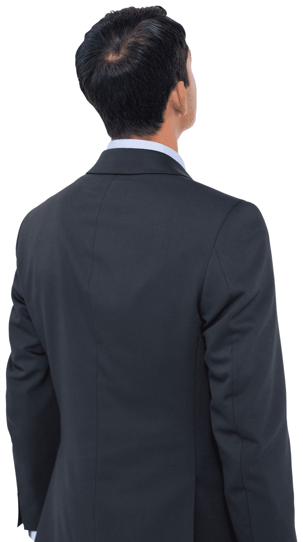 Transparent Back View of Businessman Looking Up