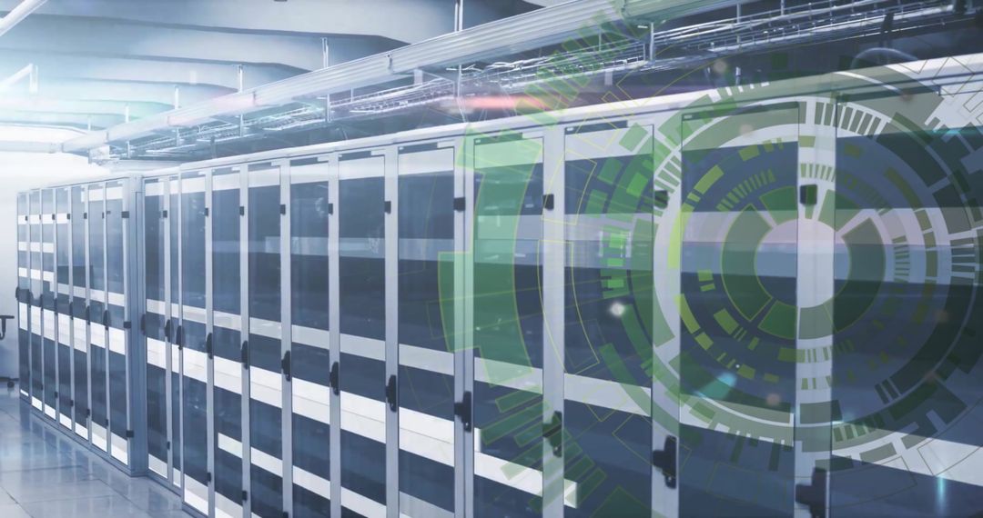 Futuristic Data Center with Global Connection Visuals