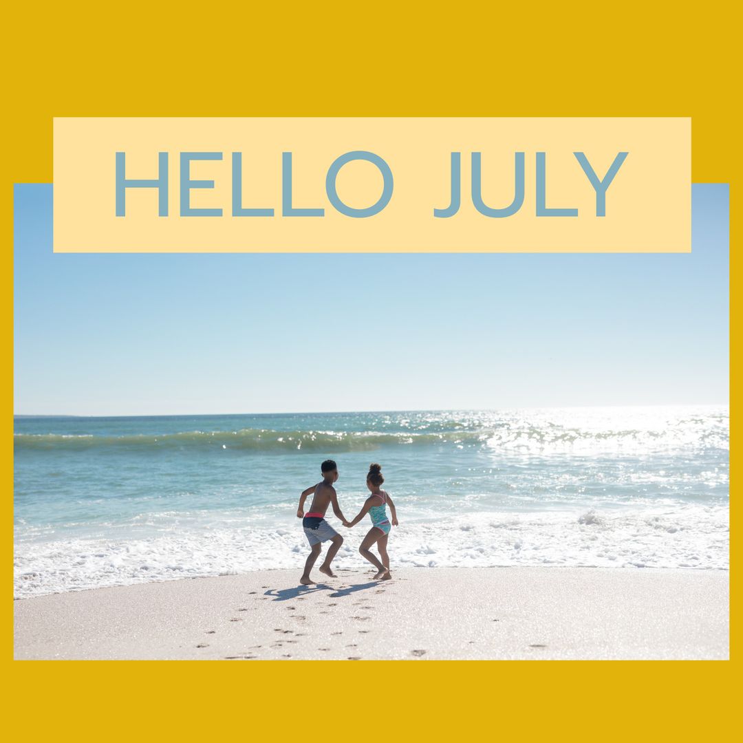 Children Enjoying Beach in July Sun