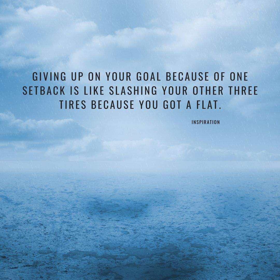 Inspirational Quote on Overcoming Setbacks with Blue Sky Background