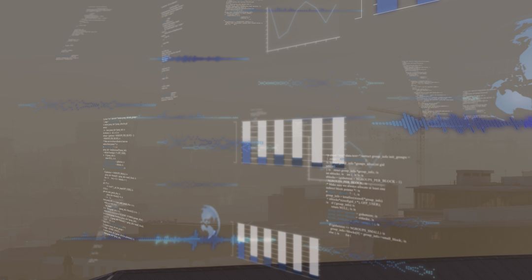 Digital Interface Analytics Overlay on Cityscape