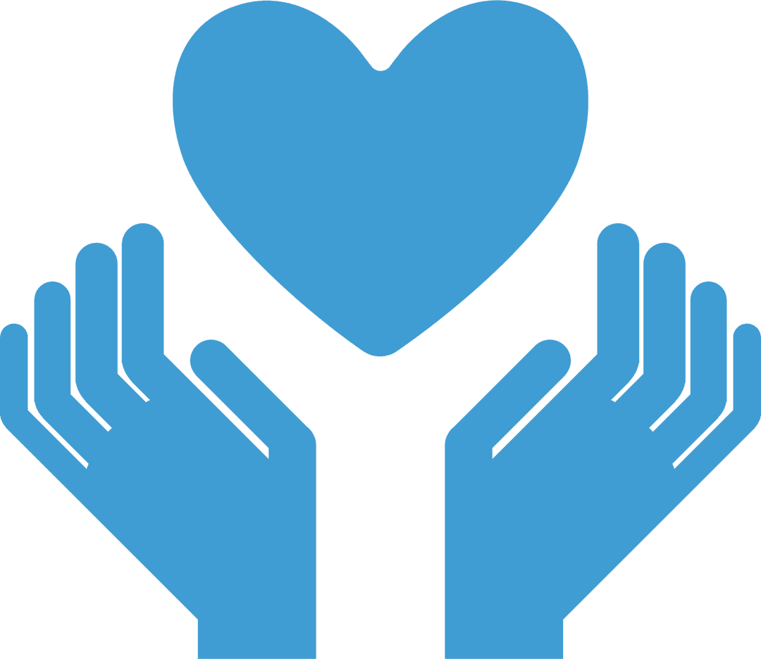 Transparent Blue Hands Lifting Heart Symbol on Isolated Background