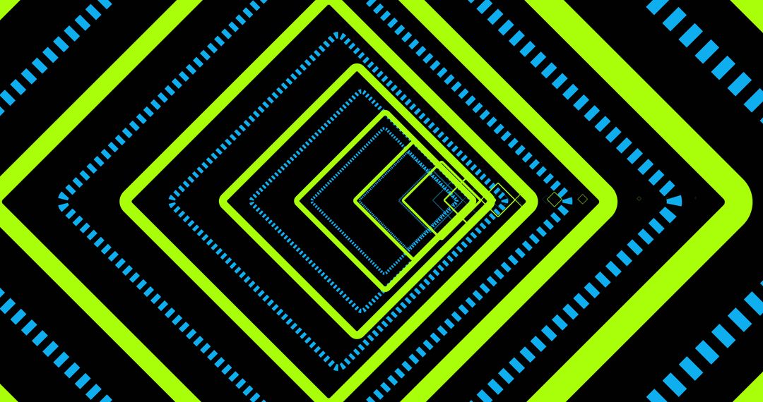 Hypnotic Neon Loop with Blue and Yellow Geometric Patterns