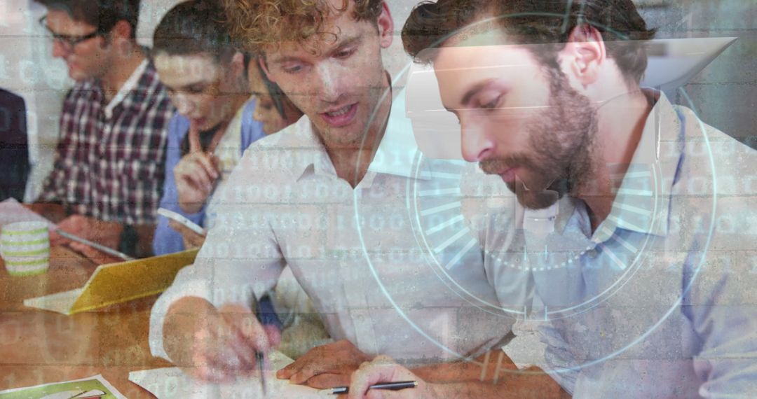 Collaborative Teamwork Embracing Futuristic Technology