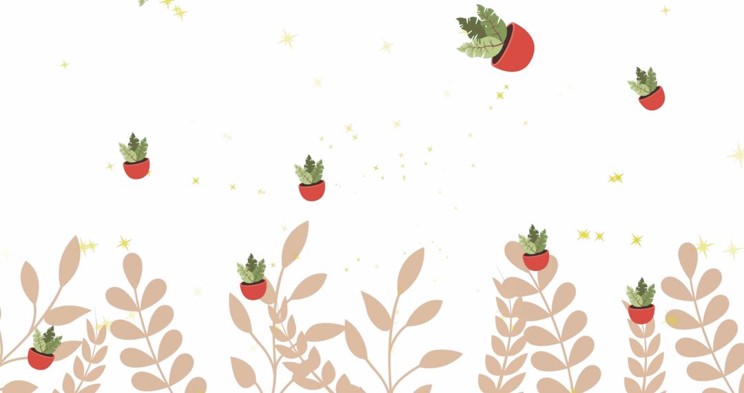 Floating Digital Plant Icons in Ecological Theme