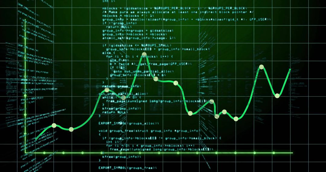 Futuristic Data Dashboard with Graph and Code Overlay