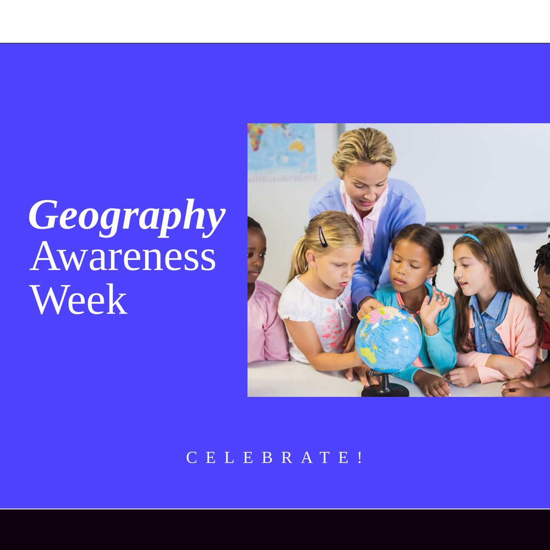 Engaged Students Exploring Globe for Geography Awareness Week