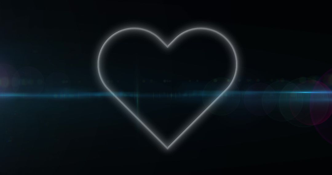 Glowing White Neon Heart with Dynamic Light on Dark Background