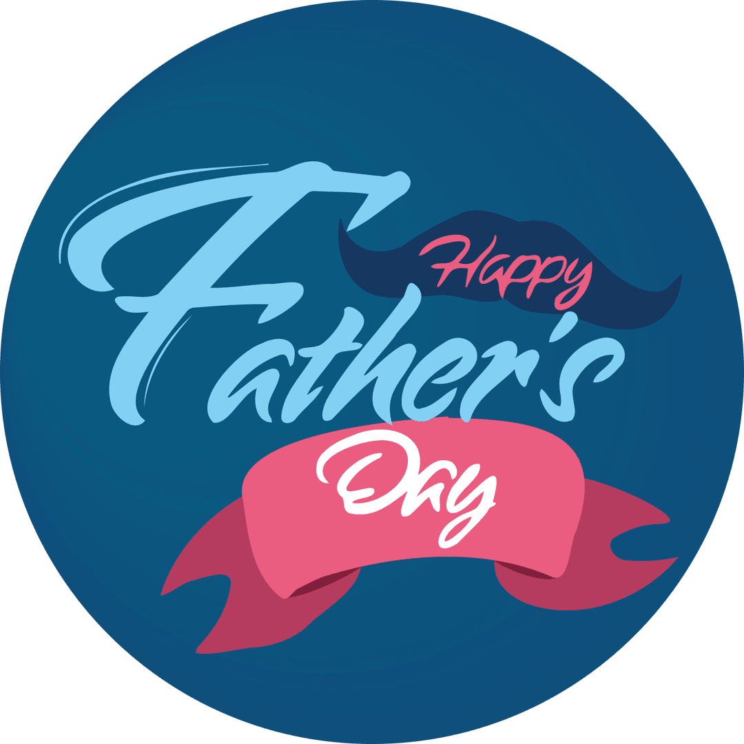 Transparent Father's Day Sign with Mustache and Ribbon