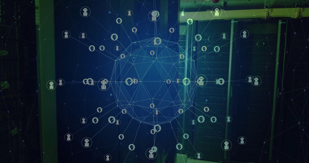 Global Network of AI Chatbots in Digital Server Room