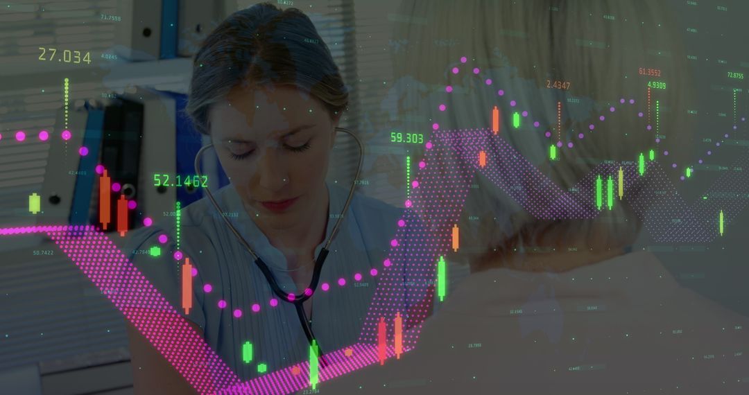 Health Economics Concept with Doctor and Financial Graphs Overlay