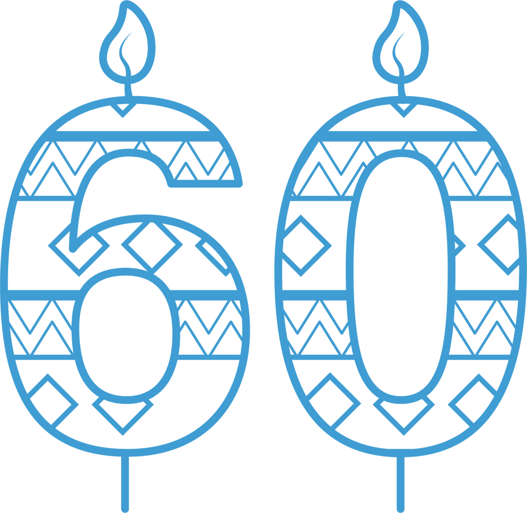 Blue 60 Birthday Candle with Pattern on Transparent Background - Download Free Stock Images Pikwizard.com