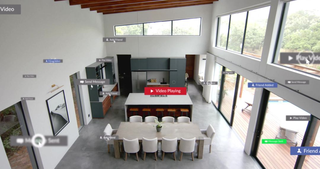 Social Media Notifications in Contemporary Open Plan Kitchen