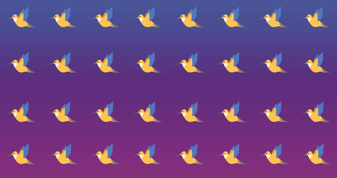 Vibrant Bird Pattern on Gradient Purple Background