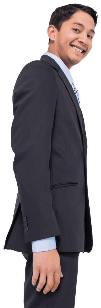 Smiling Businessman Profile on Transparent Background for Marketing