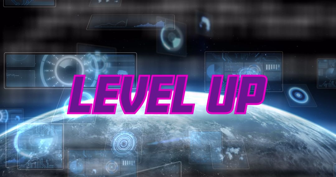 Level Up Game Concept with Futuristic Digital Interface