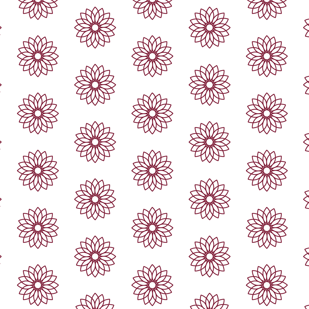 Seamless Flower Pattern with Red Design on Transparent Background