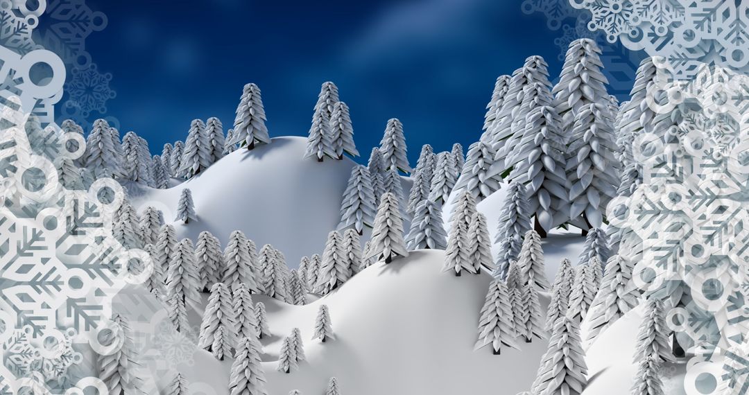 Winter Wonderland with Snow-Covered Fir Trees