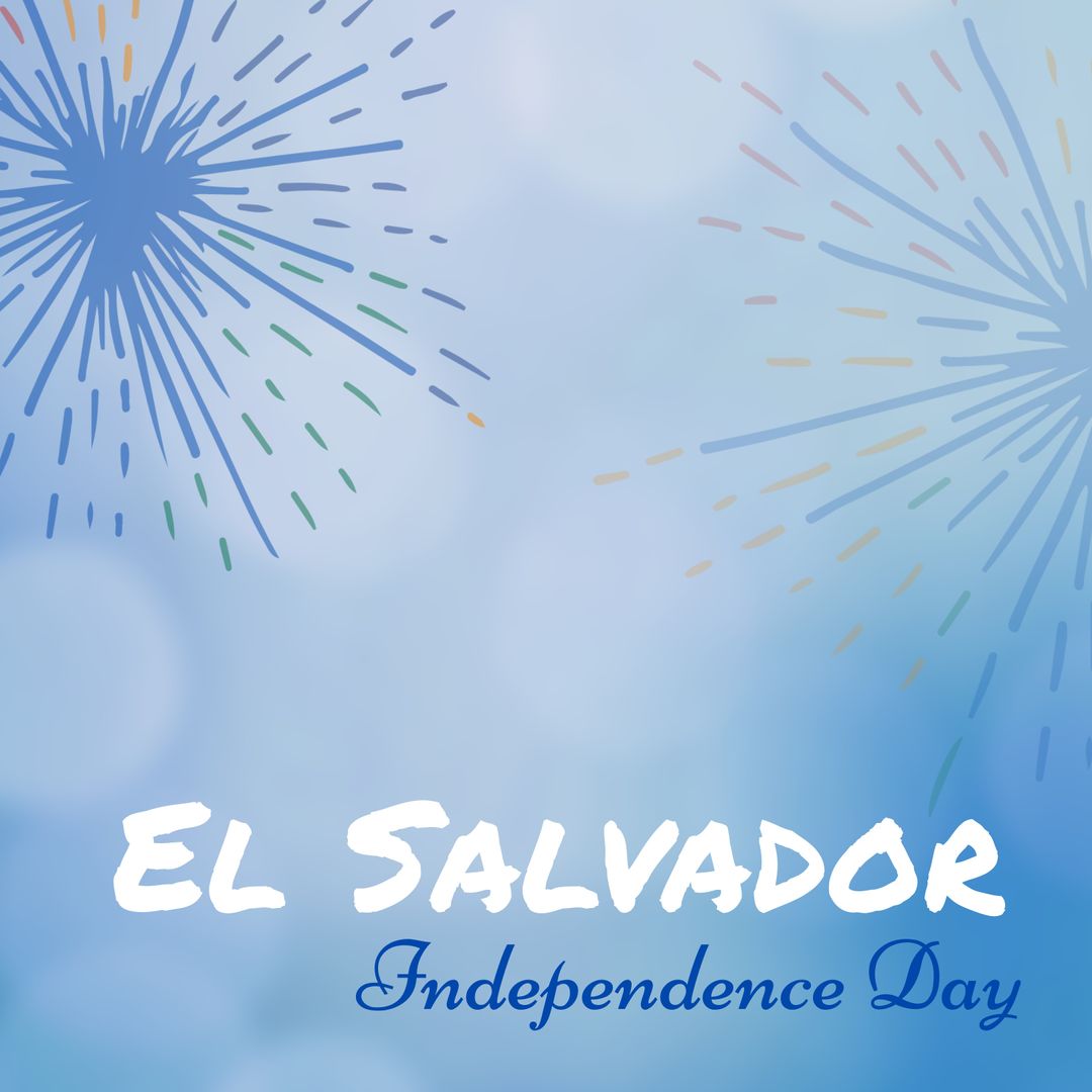 El Salvador Independence Day Poster with Fireworks