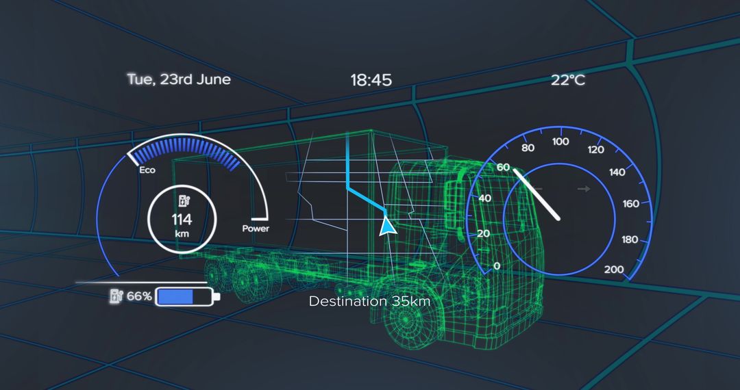 Futuristic Speedometer UI Over 3D Truck Model