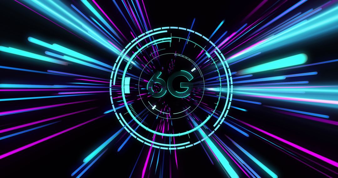 6G Network Technology with Neon Light Trails