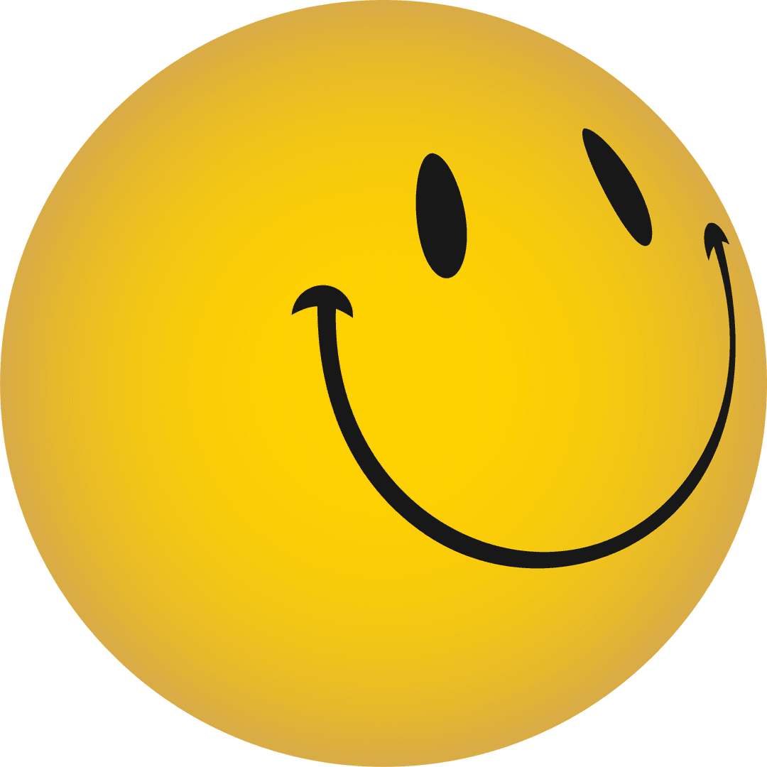 Playful Yellow Emoticon Sphere with Black Arrow-Shaped Smile