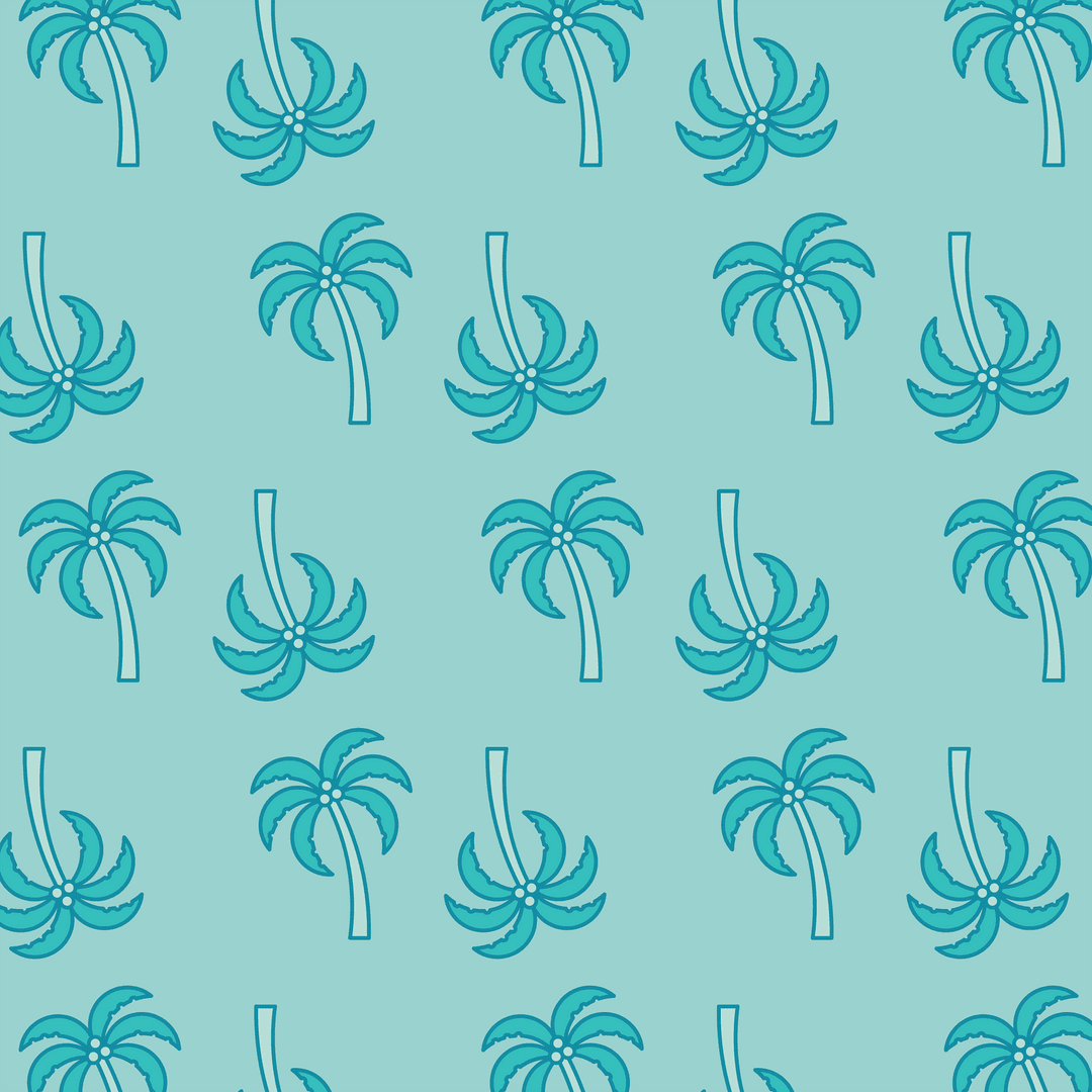 Seamless Transparent Blue Palm Tree Pattern