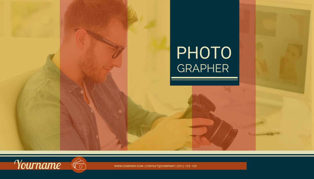 Professional photographer examining camera equipment